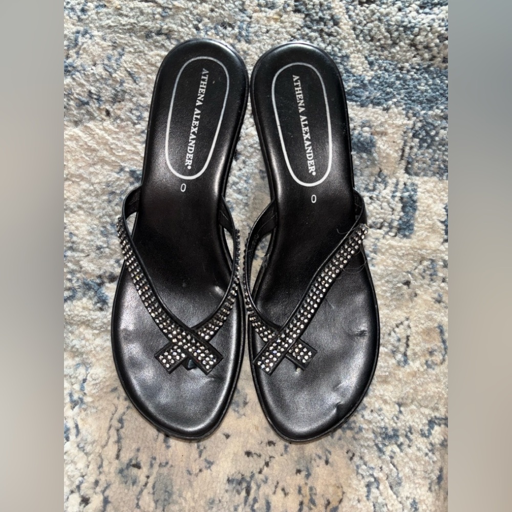 Athena Alexander Black Rhinestone Sandals